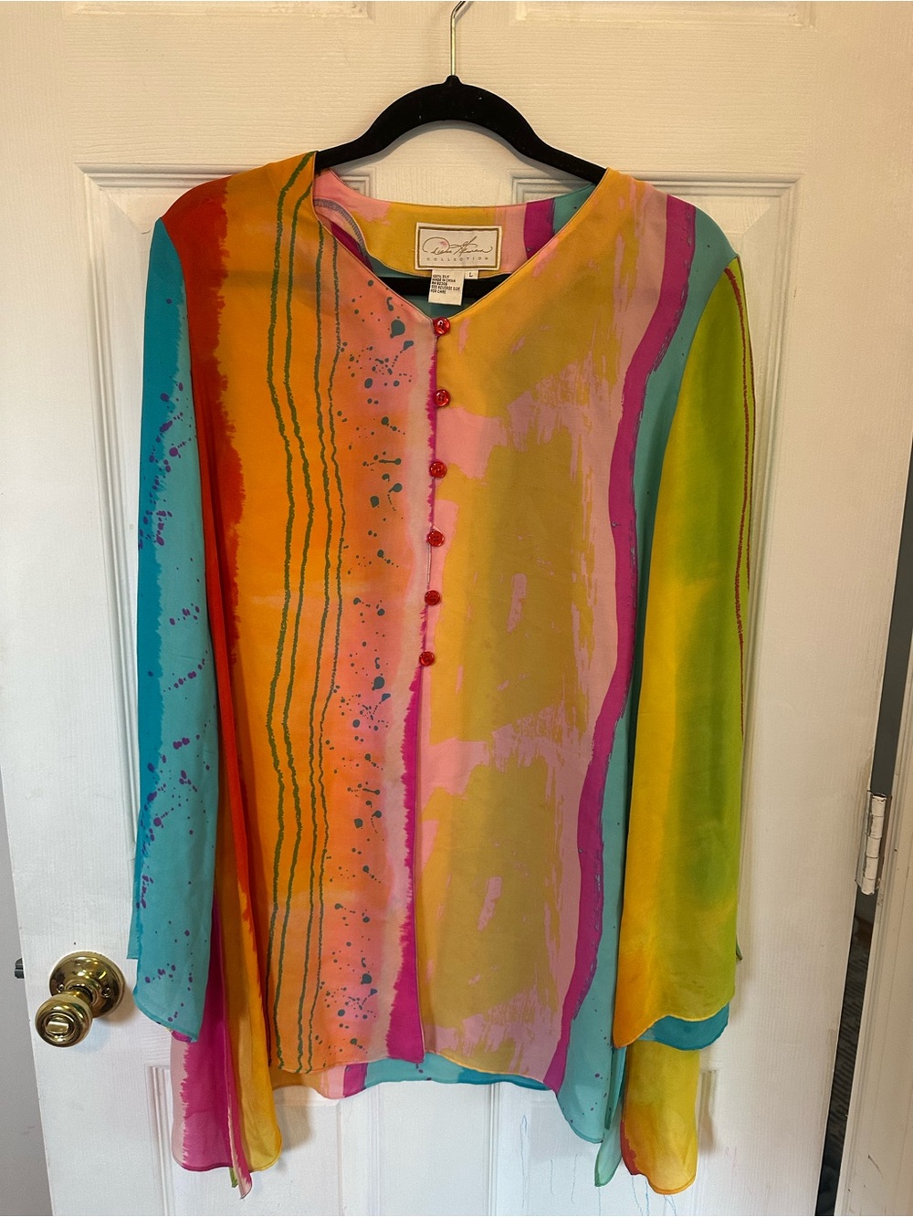 Diane Gillman 100% Silk Blouse - Multicolor - Kimono, blouse, Swim coverup